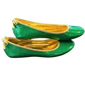 Green Gold Glitter Sparkle Ballet Flats Delia's Women's Size 8 Witch Elf Costume